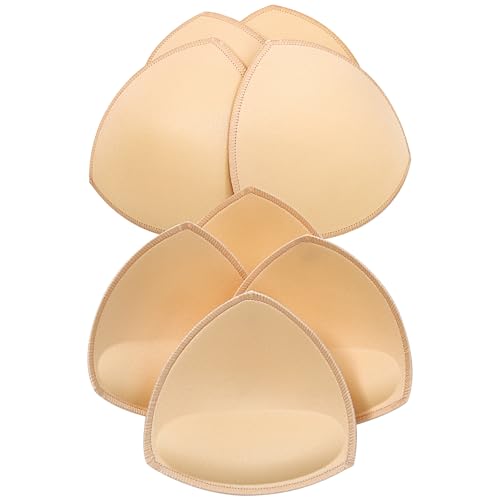 ElaGlow Bra Inserts 4 Pairs Sports Bra Pads Inserts for Women Sew in Bra Cups for Dresses Bathing Suit Inserts (Medium Beige)