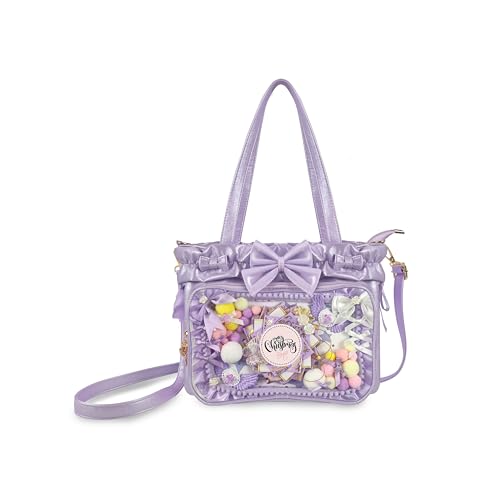 Bolso Tote Ita Kawaii con accesorios, PU, Morado