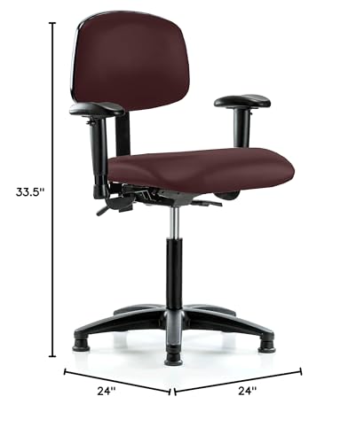 Image of Perch Task Chair with Glides, Medium Bench Height 20 inch-27 inch, Burgundy Vinyl