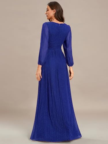 Image of Ever-Pretty Women's Glitter Sleeveless V Neck A-Line Pleated Waist Evening Gowns 02133