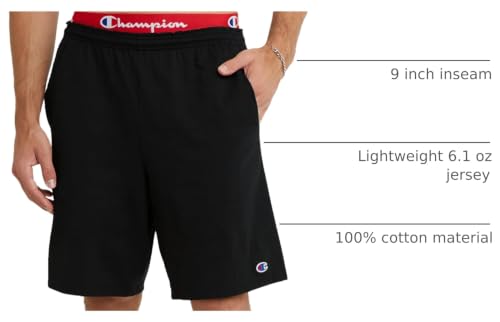 Image of Champion Men Graphic Lounge Short,Standard Fit,7 inch Inseam,Script Logo,Lightweight 100% Cotton Jersy,Available Regular,Big,Tall