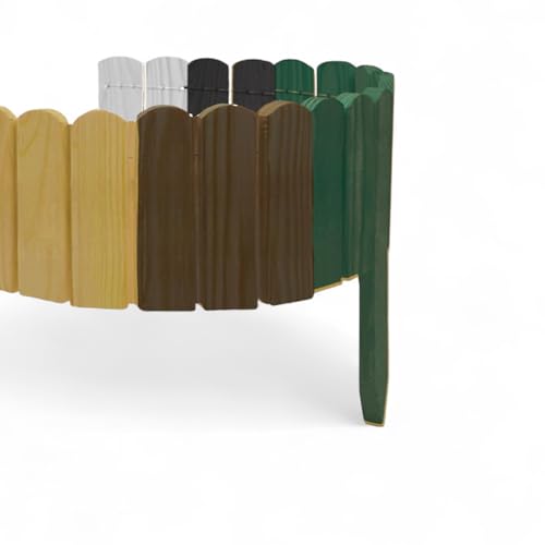 Rasenkante Höhe 10 cm Braun 200 cm Lang Gartenzaun Flexibler Holzzaun...