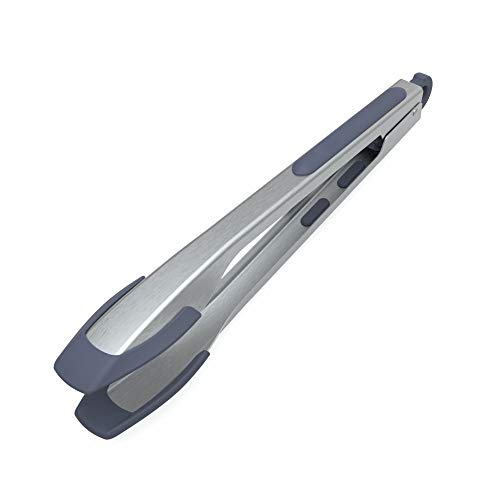 Stainless Steel Kitchen Tongs with Silicone Heads 12 Inch One-handed for Convenience Soft-touch Handle Silicone Tipped Food Grill BBQ Cooking Tongs for Non-stick Cookware - by KITCHENDAO
