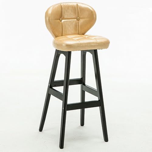 Taburetes de Bar de Cuero Modernos con Respaldo y Reposapiés, Terraza de Mostrador Tapizados, Adecuados para Cocina, Cafetería, Comedor, Restaurante(Yellow-c)