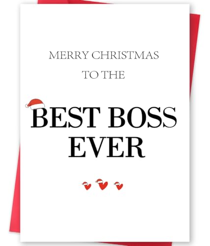 VvOoOvV Lindos cartões de Natal para chefe mentor, de humor para chefes de funcionários, cartões de Natal para chefes presentes para mulheres e homens, feliz Natal para o melhor chefe de todos os tempos
