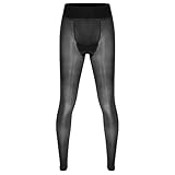 Sxiwei Men's See Through Long Pants Slim Leggings Tights Pouch Fitness Workout Trousers Sleep Bottom Black One Size