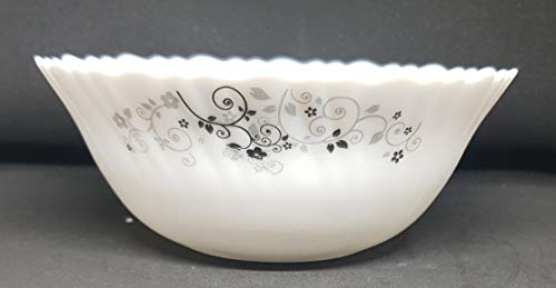 Image of Diva From La Opala Laopala Diva Mystrio Black Desert Set (White),5 Pcs, Opal Glass,Floral Serving Bowl Veg Bowl