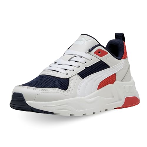Puma Trinity 2 Lt Jr, Zapatillas, Navy White Feather Gray Red Fire, 38 EU