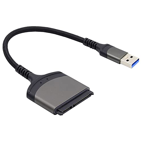 NFHK 5Gbps USB 3.0 Type-A to SATA 22 Pin Adapter Cable for 2.5" Hard Disk Driver SSD, Black, 30 cm
