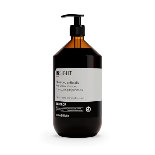 Insight Champú antiamarillo 900 ml | dedicado específicamente al mantenimiento del color en cabellos blancos, grises o rubios | Envase de cristal