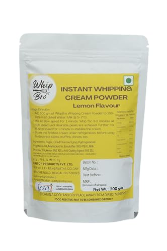 Image of WhipBro Whipping Cream Powder | Lemon Flavour | For Cakes & Desserts (200 g)
