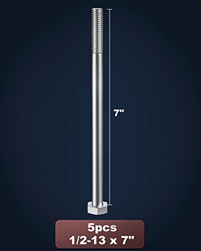 Image of 1 /2-13 x 7 (1 to 7 inch Optional) Hex Head Screw Bolt, Stainless Steel 18-8(304), Partially Threaded,5pcs