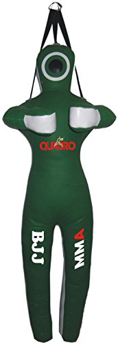 QUADRO-MMA Martial Arts Grappling Dummy Jiu Jitsu Punching Bag Green with Hanging Strap - 70 inches