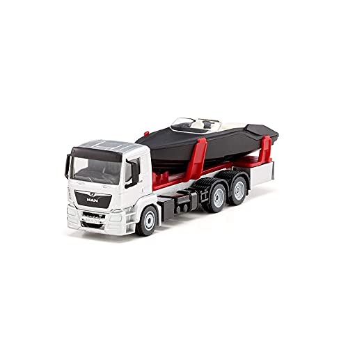 siku 2715, LKW mit Motorboot, 1:50, Metall/Kunststoff, Silber/Schwarz,...