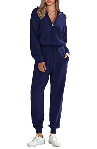 Image of PRETTYGARDEN Women's 2 Piece Sweater Set Pullover Zip Up Sweatshirt Jogger Sweatpants Tracksuit Casual Outfit