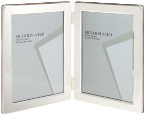Maturi 4 x 6-inch Portrait Double Photo Frame, Silver Plated
