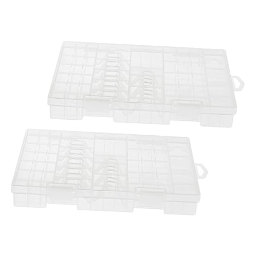 SWOOMEY 2pcs Battery Holder Organizer Durable Plastic Storage Box for Aa Aaa with Transparent Lid for Easy Identification for Use
