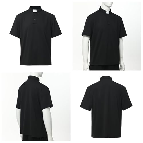 Polo con cuello clerical para hombre, manga corta, camisa para pastor, ministro y predicador miniatura 6