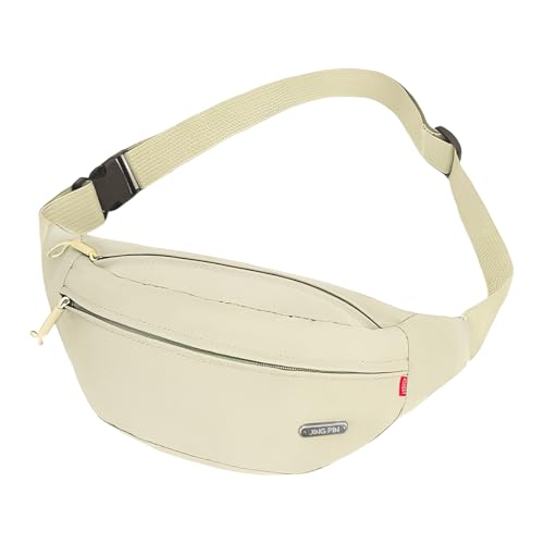 Bauchtasche für Damen Herren Bauchtasche Verstellbarer Gurt Hüfttasche Brusttasche Lässige Stylisch Hüfttasche Handytasche für Camping Sport Geldgürtel Laufen Wandern Fahrrad Training (Beige)