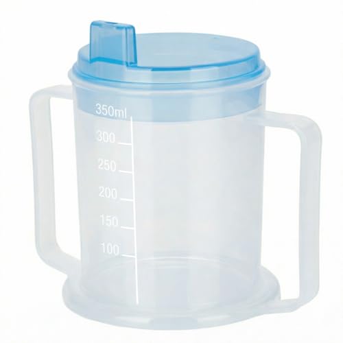 Life Healthcare Adult Drinking Cup for Elderly – 300ml Non Spill Cups – Dishwasher Safe Non-BPA Plastic Two Handled Cup for Elderly – Plastic Beakers for Adults, Disability People
