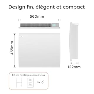 CIARRA CBHT10E Radiateur à Inertie 1000W - Chauffage Électrique Mural Intelligent avec PID & Programmation Hebdo, IP24 pour Salle de Bain ou Chambre(10-15㎡)