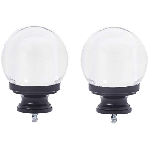 AmazonBasics Clear Acrylic Ball Curtain Rod Finials, Set of Two, Black