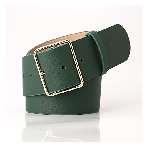 Ceinture Ceintures for femmes Jeans de mode Casual Pure Couleur Courroie Femelle Boucle de boucle (Belt Length : 105CM, Color : Green) Cover