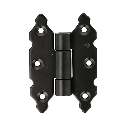 Amig - Bisagra - Tipo Libro y Fija - 90 x 60 x 3 mm - Con Remate - Estilo Clásico y Sencillo - Ideal para Fijar en Contraventanas y Puertas de Armarios - Acero Negro