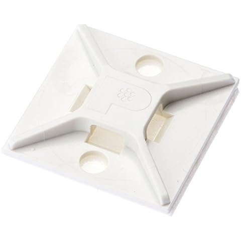 Panduit ABM2S-A-C Adhesive Backed Cable Tie Mount, 4-Way Mount, Pre-Installed Adhesive, Indoors Environment, ABS, Rubber Mounting Method, White (Pack of 100) Cover