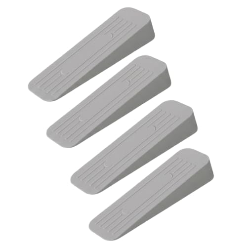 Image of Rubber Door Stopper Wedge, Heavy Duty Anti-Slip Door Holder & Blocker with Strong Grip for Tiles, Marble, Wood, Carpet & Cement Floors | Home, Office, School & Warehouse Use (Grey, Pack of 4)