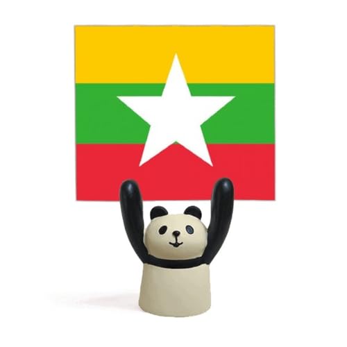 Porte-mémo drapeau national du Myanmar panda en résine pour support de carte et photo