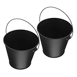 Anneome 2 Stück Teiliges BBQ Grillzubehör aus Robustem Eisen Praktischer Fett Ölauffangbehälter für Outdoor Grill Tropffester Leicht zu Reinigender Metall Eimer für Barbecue