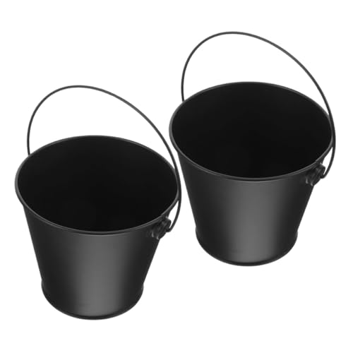 Anneome 2 Stück Teiliges BBQ Grillzubehör aus Robustem Eisen Praktischer Fett Ölauffangbehälter für Outdoor Grill Tropffester Leicht zu Reinigender Metall Eimer für Barbecue