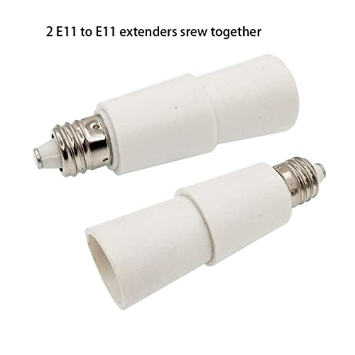 10Pcs E-Simpo E11 To E11 Mini Candelabra Light Socket Base E11 Led Lamp Holder Adapter Extender Converter Extension(10Pcs E11 To E11 Extender) #TOP2