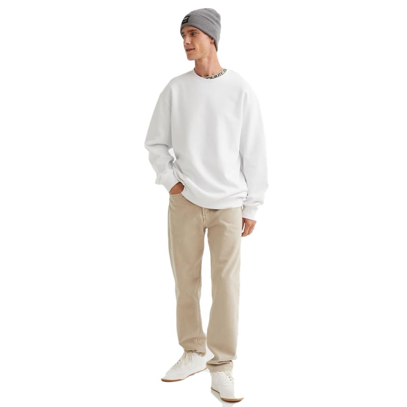 Image of DROBE Cotton Blend Round Neck Solid Sweatshirt for Men