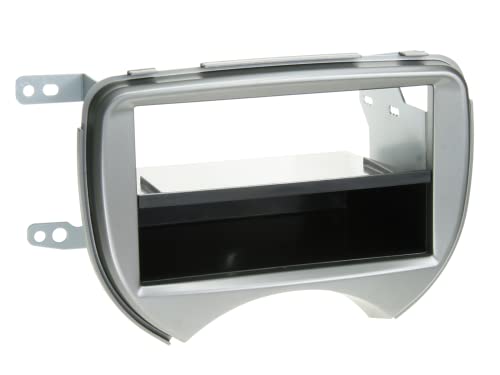 Adaptateur de façade 2-DIN avec vide-poche pour Micra 2011-2013 gris