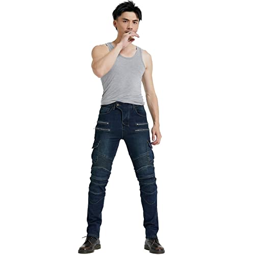 Calças De Motocicleta Dos Homens Calça Jeans Para Corrida De Bicicleta Suja Tecido Elástico, Equipam