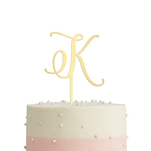 Vinisong Letter K Cake Topper Acrylic Gold Initials Cake Topper Personalized Acrylic Cake Toppers Happy Birthday Wedding Anniversary Cake Decoration Party Supplies #TOP5