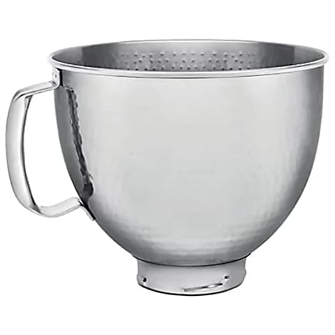 NUTRiMATE 4.8l/5qt Stainless Steel Bowl for KitchenAid 4.3-4.8l Tilt Head Stand Mixers (Hammered) Cover