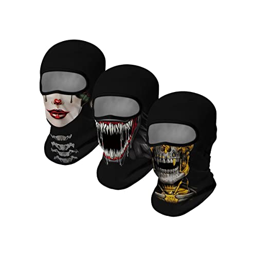 Image of Red Plume 3PCS Balaclava Full Face Mask Ski Mask UV Protection Cover Motorcycle Full Face Mask for Men Women Outdoor Sports