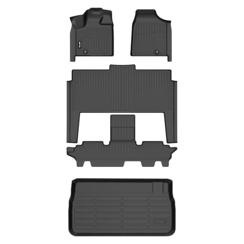 AIPOIL® Floor Mats & Cargo Liner Set for 2011-2021 Dodge Grand Caravan 7 Seat All Weather Protection TPE Anti-Slip Automotive Full Set Custom Car Mats Accessories - Black