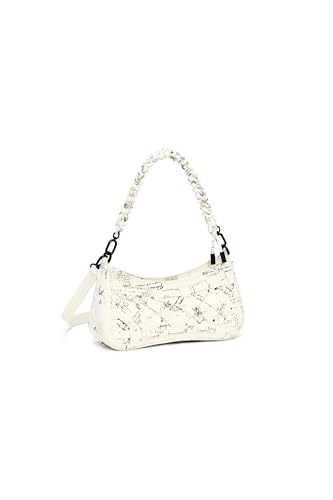 Sac bandoulière Desigual ajustable écru avec fermeture zippée sécurisée