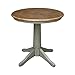 IC International Concepts 30" Round Top Pedestal Height-Distressed Hickory/Stone Finish Dining Tables