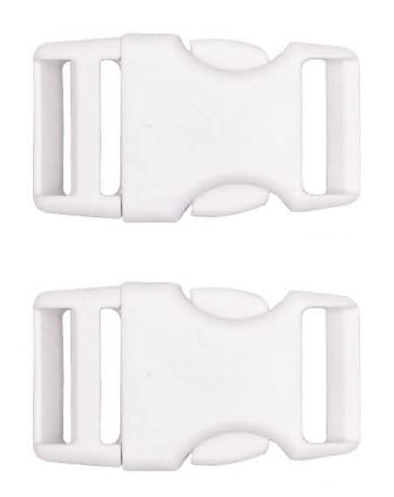 MERCERÍA SUANCES Hebillas para cinturón y mochilas de 20mm blanco, 2 unidades, cierre de clic de doble cara, para mochila, hebilla mochila