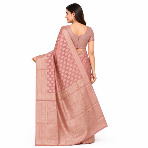 Image of Organza Silk Saree Wedding For Women Banarasi Sadi Original Kanchipuram Pure Rich Pallu Sari With Blouse Piece