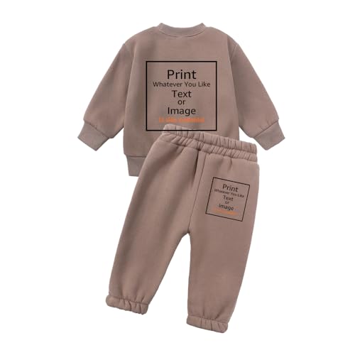 MYGBCPJS Boys Girls Customized Sweat Suit Kids Custom Fleece Long Sleeve Sweatshirt & Sweatpants Set Add Own Name Text Image2
