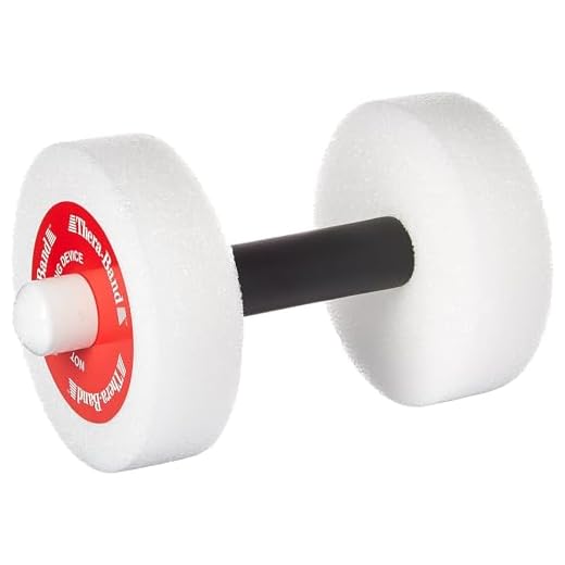THERABAND Water Weights, Aquatic Dumbbells for Pool Fitness, 2 Foam Weights with Padded Grip for Water Aerobics, Therapy, Workouts, Pool Exercise Equipment, Aqua Training, Red, Light, Beginner