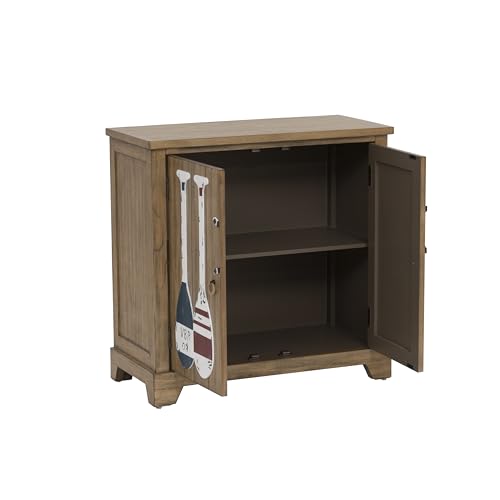 Powell Coast 2 Coast Collection Circa 32" Brown Two Door Small Cabinet with Ship Wheel and Oar Accents by Powell - Image 6