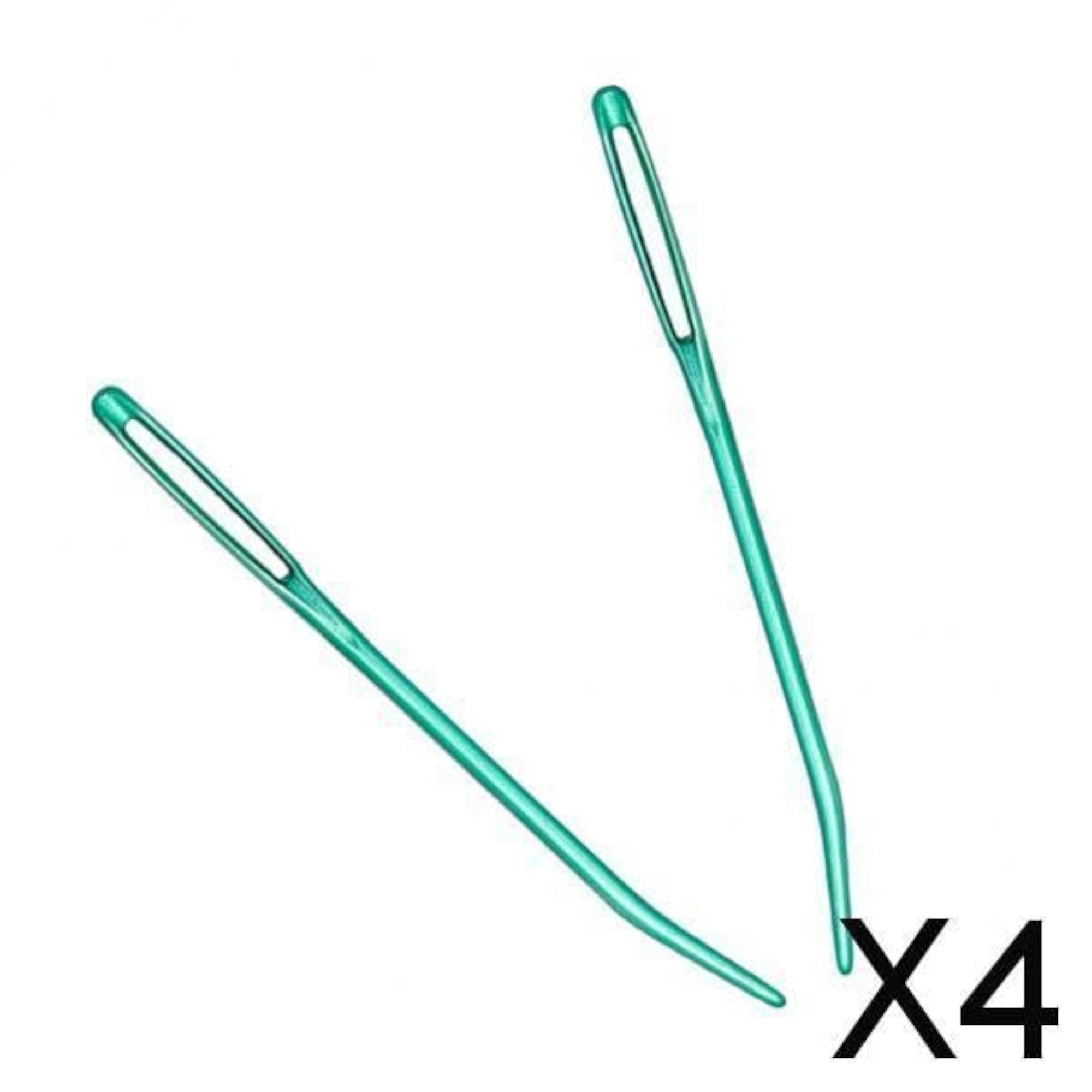 Aluminium Large-Eye Bent Tip Tapestry Needles Set in Green