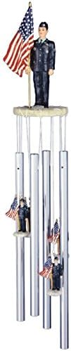 StealStreet SS-G-41808, Wind Chime Round Top Air Force with US Flag Hanging Garden Decoration